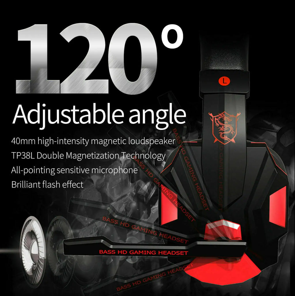LED Gaming Headset — Surround Sound with Boom Mic