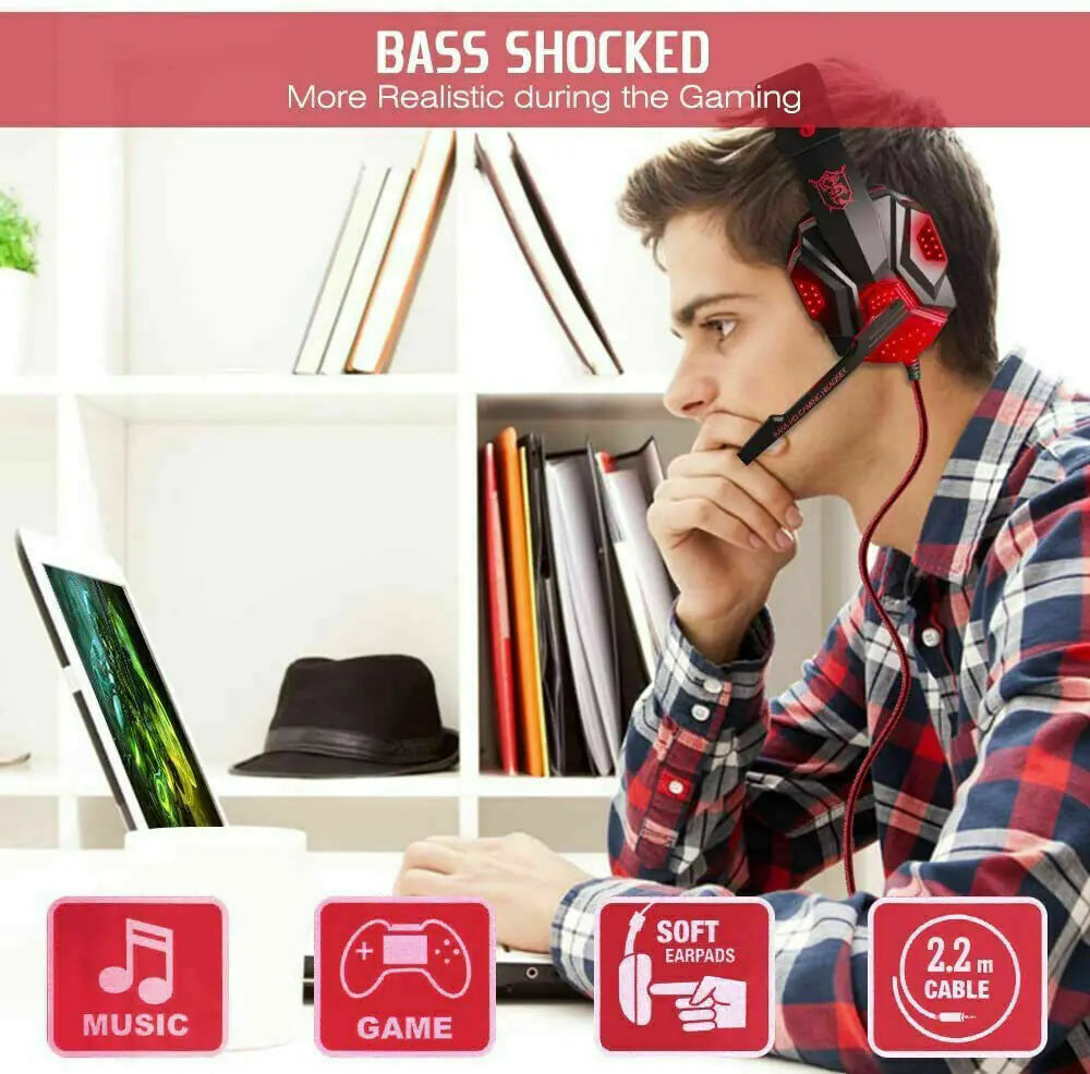LED Gaming Headset — Surround Sound with Boom Mic