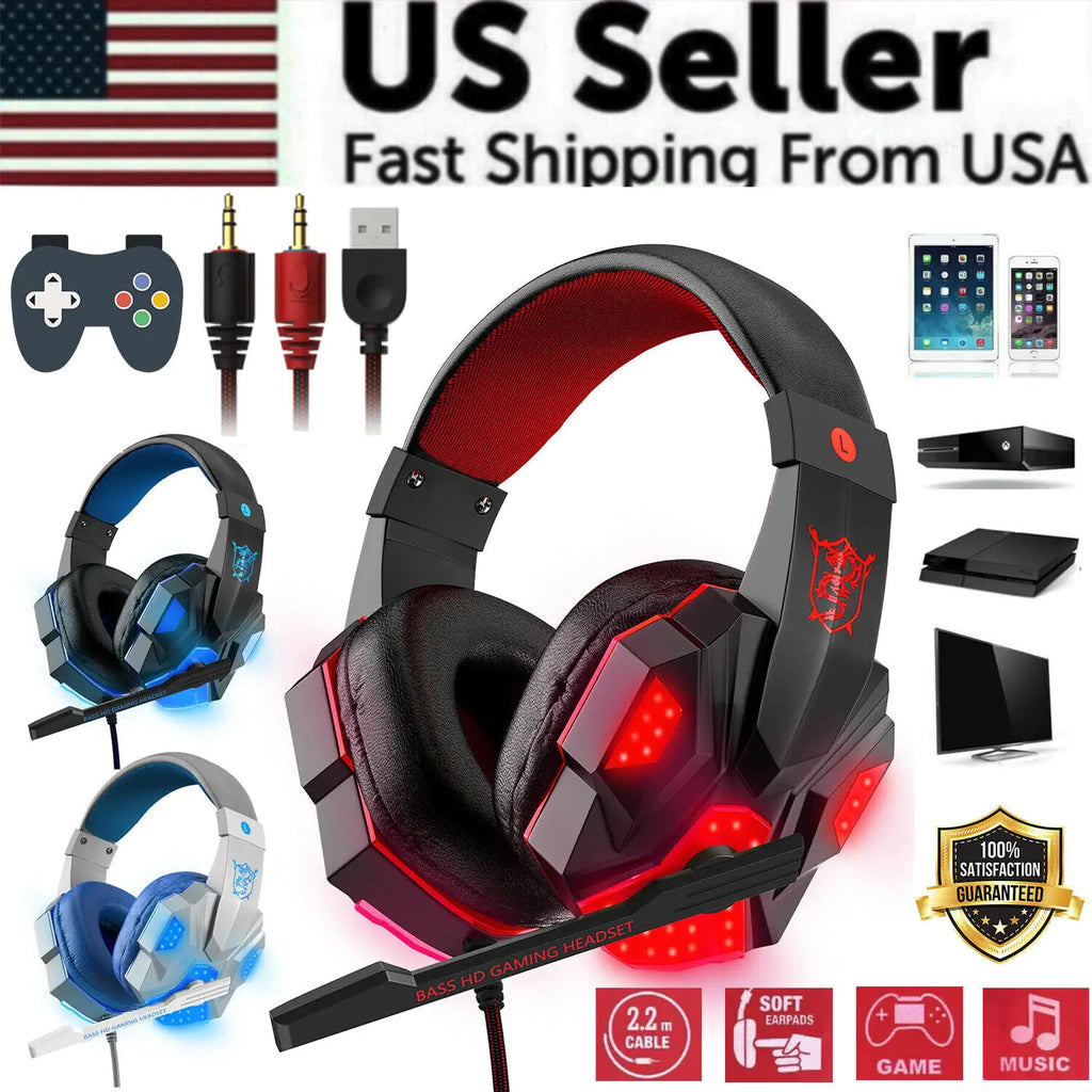 LED Gaming Headset — Surround Sound with Boom Mic