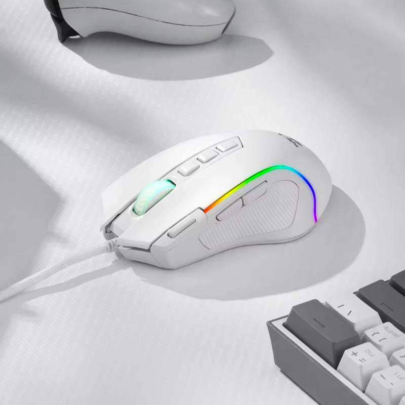 Redragon M612 Predator RGB Gaming Mouse 8000 DPI Wired Optical with 11 Programmable Buttons, White